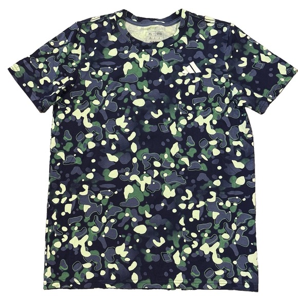 adidas Other - Adidas Boys XL 18/20 Camo T-Shirt Blue Green Allover Print Cotton NWOT